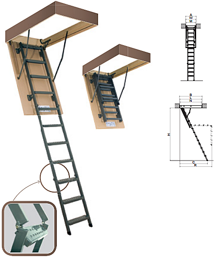 Металическая чердачная лестница LMS