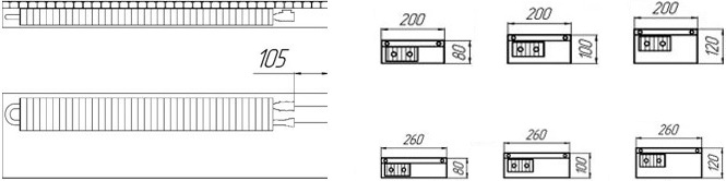 Схема конвекторов Уют шириной 200 и 260 мм